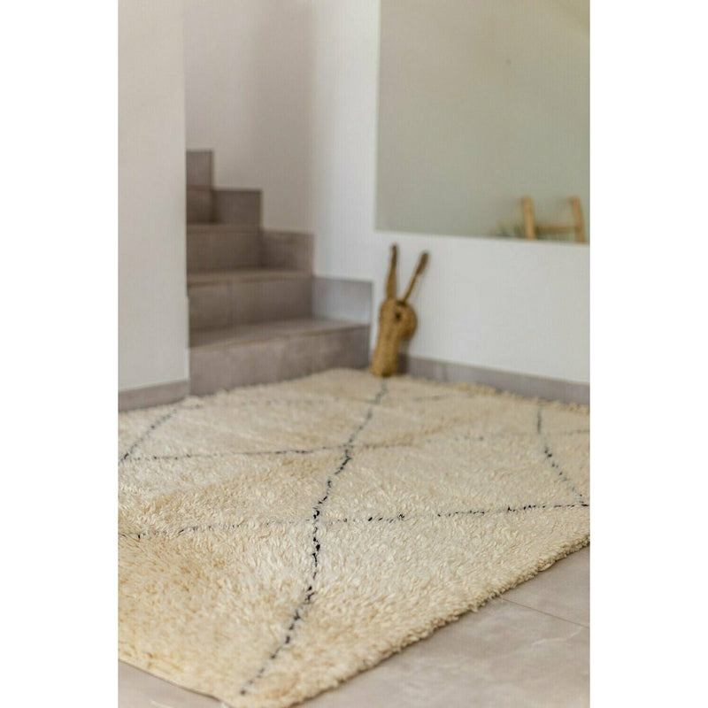 Tapis Berbere Authentique Marocain Laine Noir Blanc Kchacha