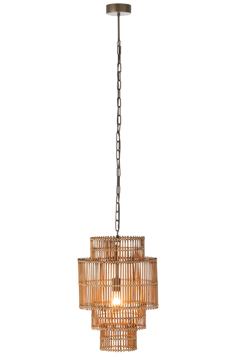 Elegante hanglamp van bamboe, handgemaakte kunst in 4 harmonieuze niveaus
