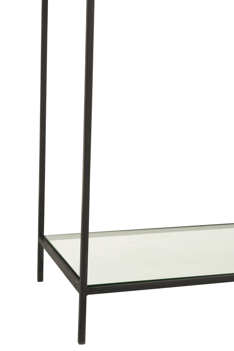 Elegant 2-part shelf Mixon in a circle design made of metal and glass in black