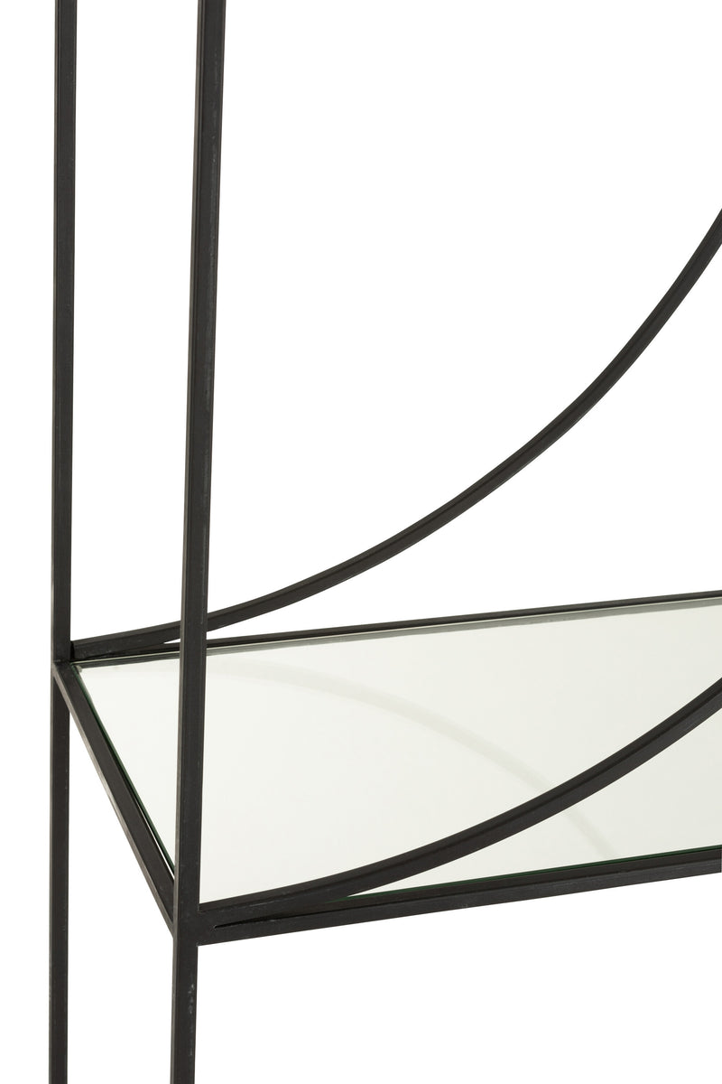Elegante 2-delige plank Mixon in cirkeldesign van metaal en glas in zwart