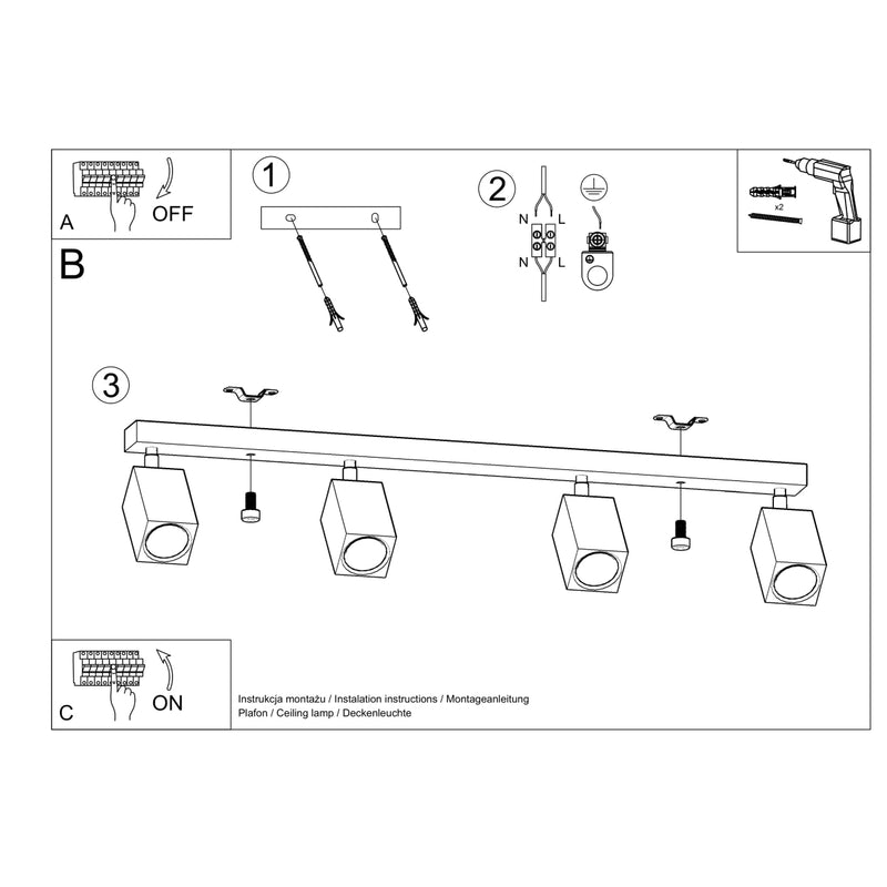 Ceiling light KEKE 4 oak