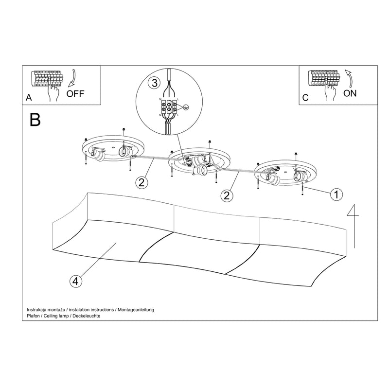 Plafondlamp SQUARE 3 wit