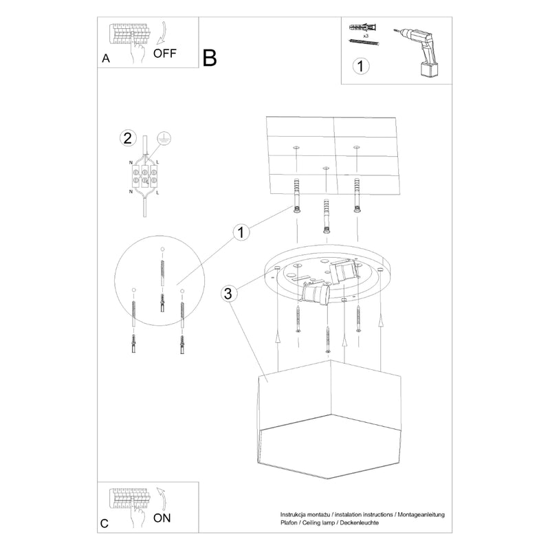 Ceiling light SUNDE 11 black