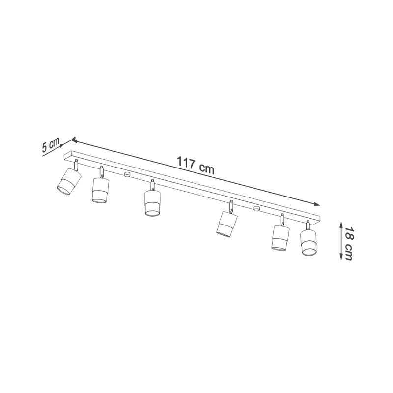 NERO 6 plafondlamp zwart/chroom