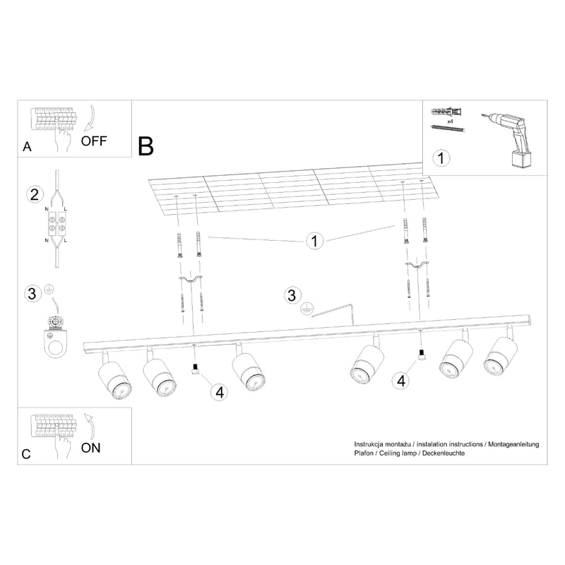 NERO 6 ceiling light black/chrome