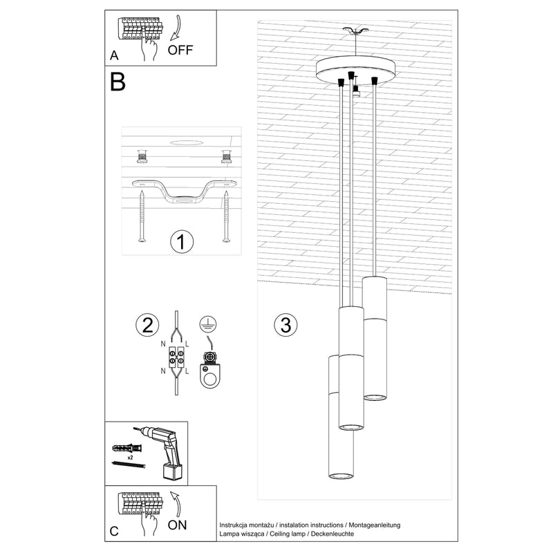 BORGIO 3P hanglamp zwart