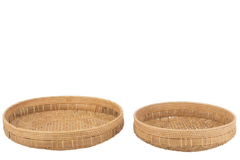 Exquisite set of 2 round natural rattan bowls Elegant decoration meets stylish storage