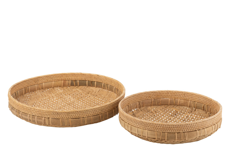 Exquisite set of 2 round natural rattan bowls Elegant decoration meets stylish storage