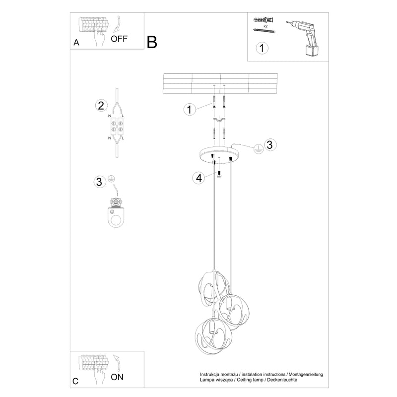 Hanglamp TULOS 3P zwart