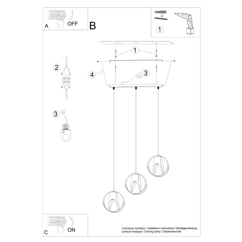 Hanglamp TULOS 3L zwart