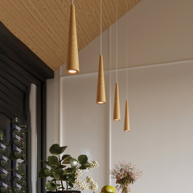 Hanging light SULA 3P natural wood