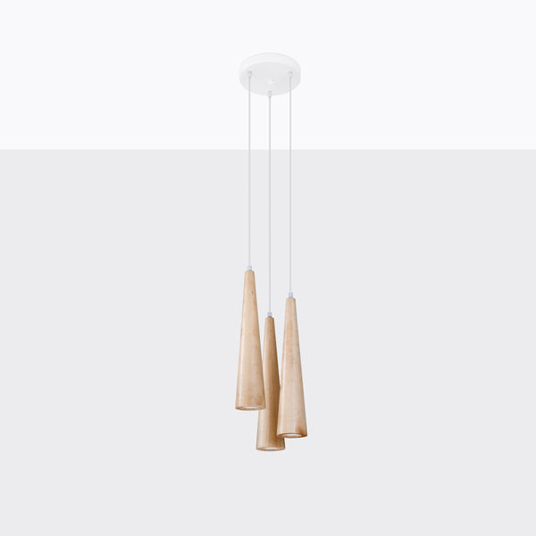 Hanging light SULA 3P natural wood