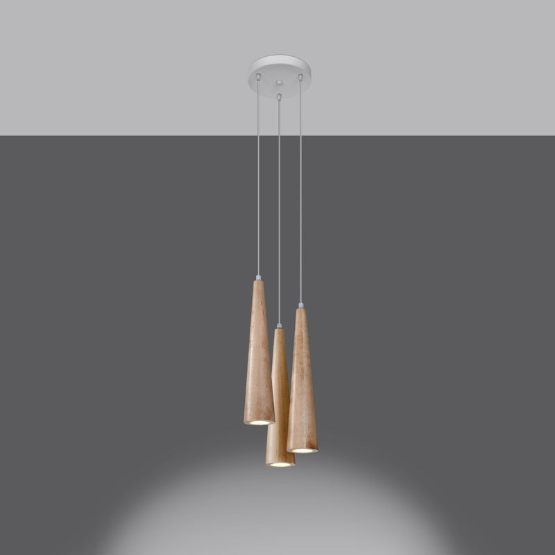 Hanging light SULA 3P natural wood