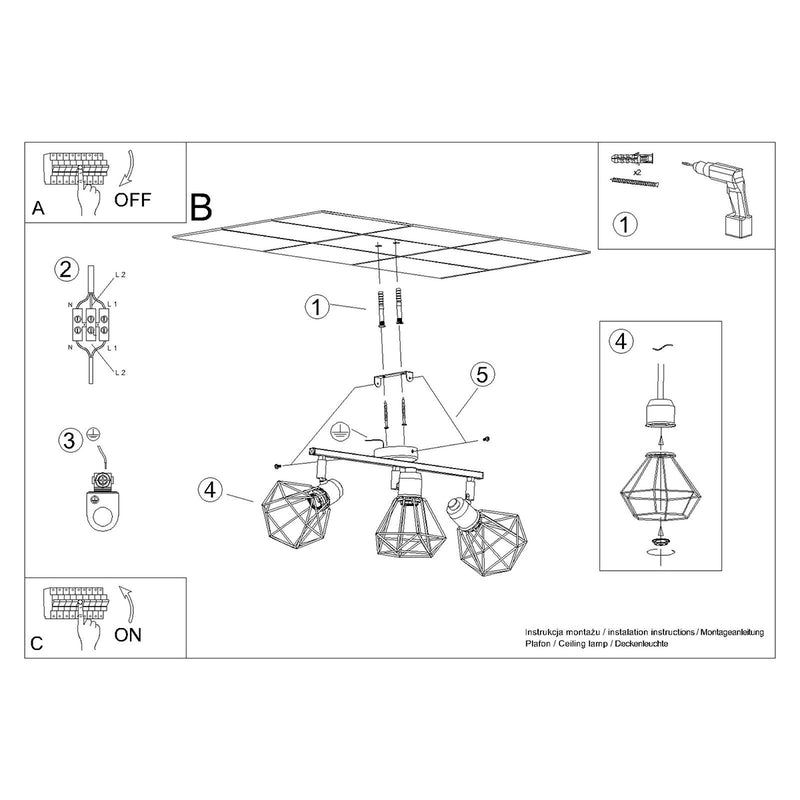 Ceiling light ARTEMIS 3 black