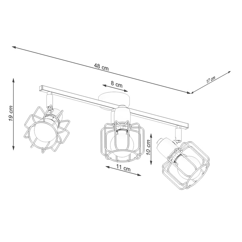 BELUCI 3 plafondlamp zwart