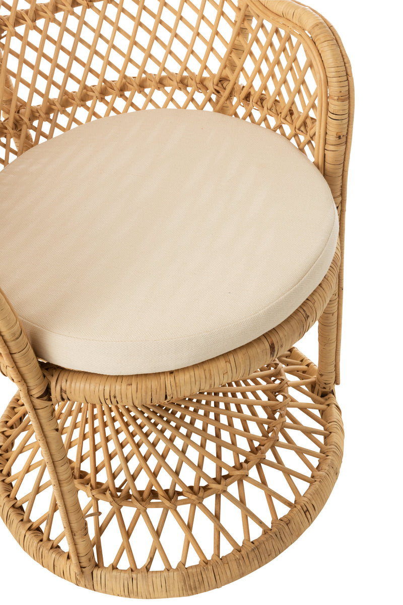 Chair peacock including cushion Rattan Naturell - Unique design and comfortable seat for your home