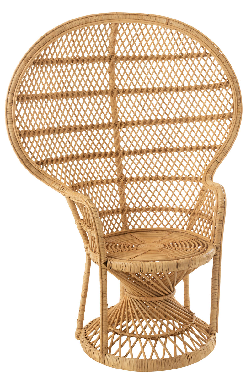 Stuhl Pfau inklusive Kissen Rattan Naturell - Einzigartiges Design und bequemer Sitzplatz für Ihr Zuhause