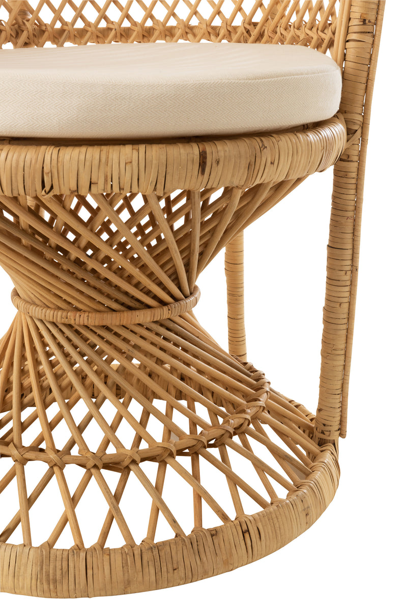 Chair peacock including cushion Rattan Naturell - Unique design and comfortable seat for your home