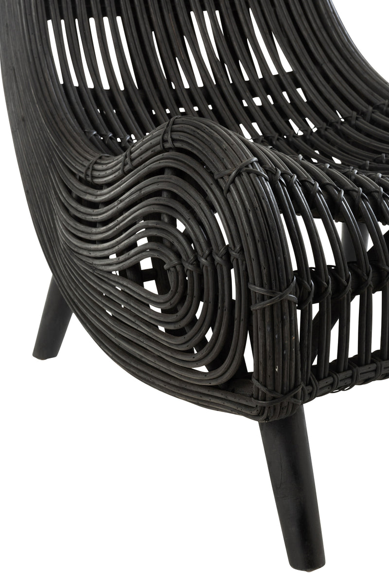 Stylish indoor rattan lounger in black - A touch of nature in your home