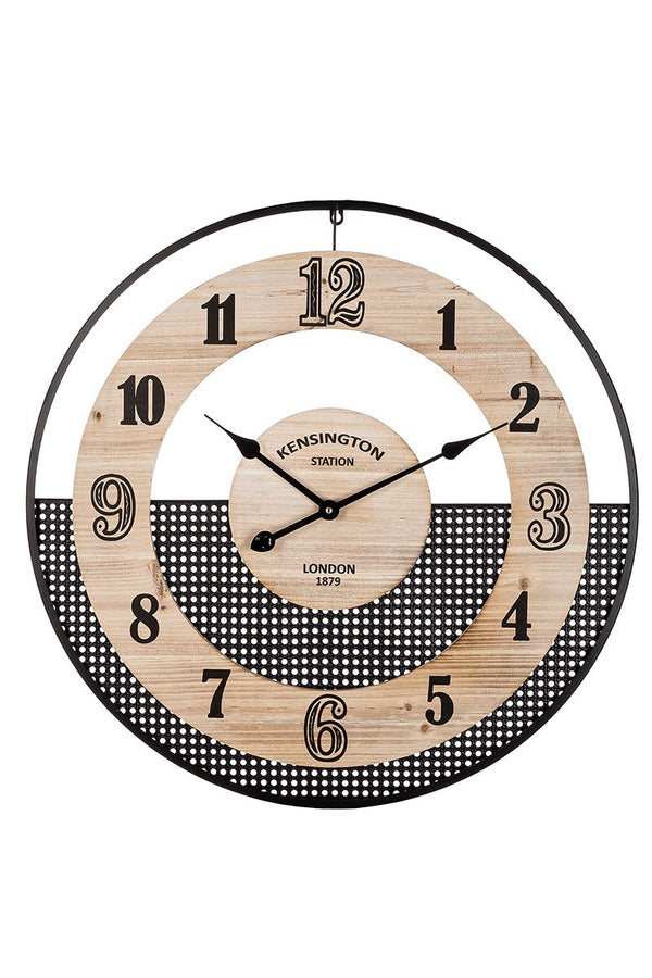 Designer wall clock Kensington Station with metal mesh - vintage style for your home