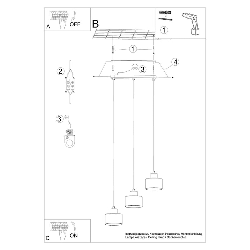 SAVAR 3 hanging light black