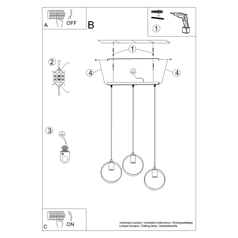 Hanging lamp TITRAN 3 biała