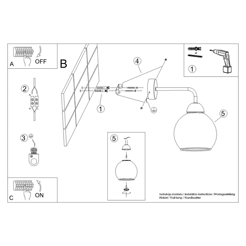 Wandlamp ALINO 1 zwart