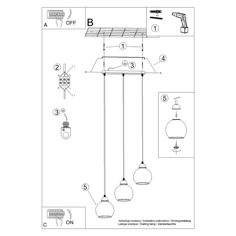 ALINO 3 hanging light black