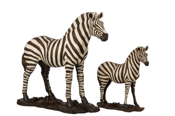 Large Zebra Sculpture – Polyresin, White/Black, 65 cm length