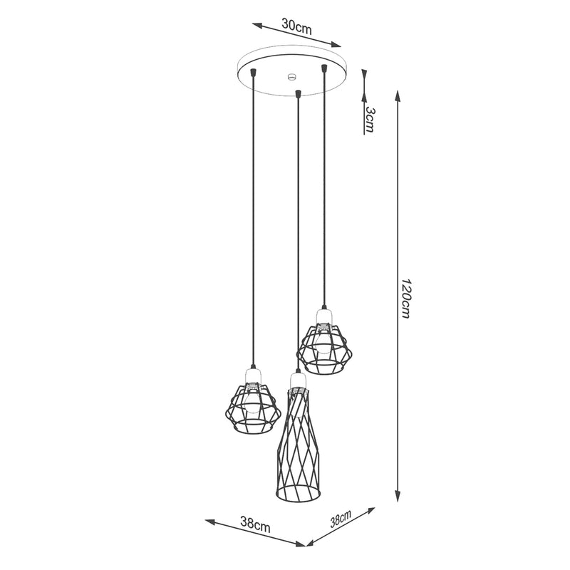 SUBA 3P hanglampen zwart