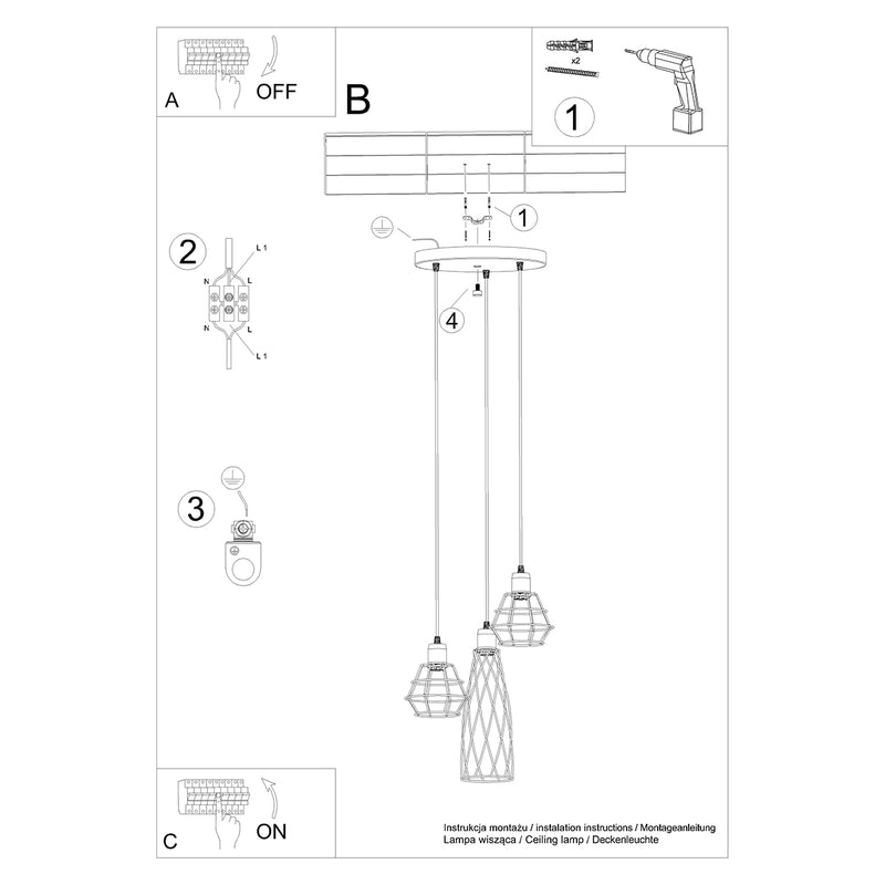 Pendant lights SUBA 3P black