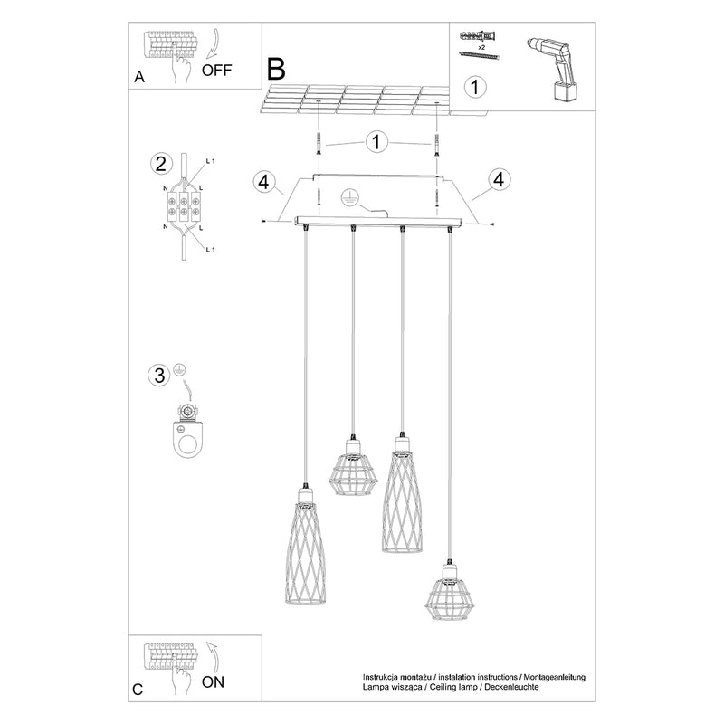 SUBA 4L pendant lights black