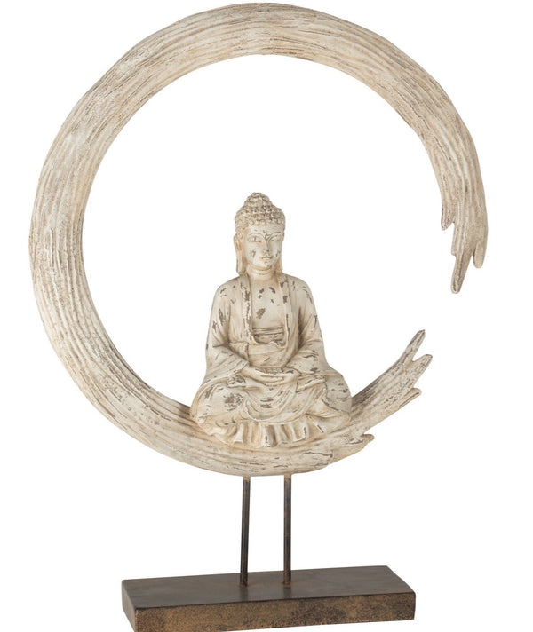 XXL Grösse Buddha im Kreis in Beige 61cm