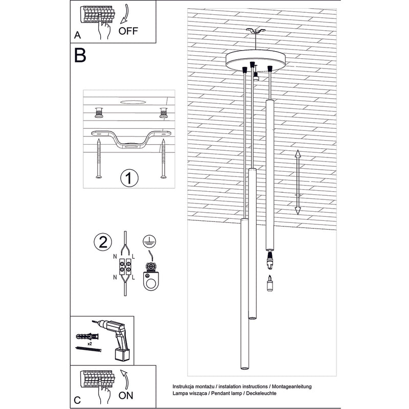 Hanglampen PASTELO 3P goudkleurig