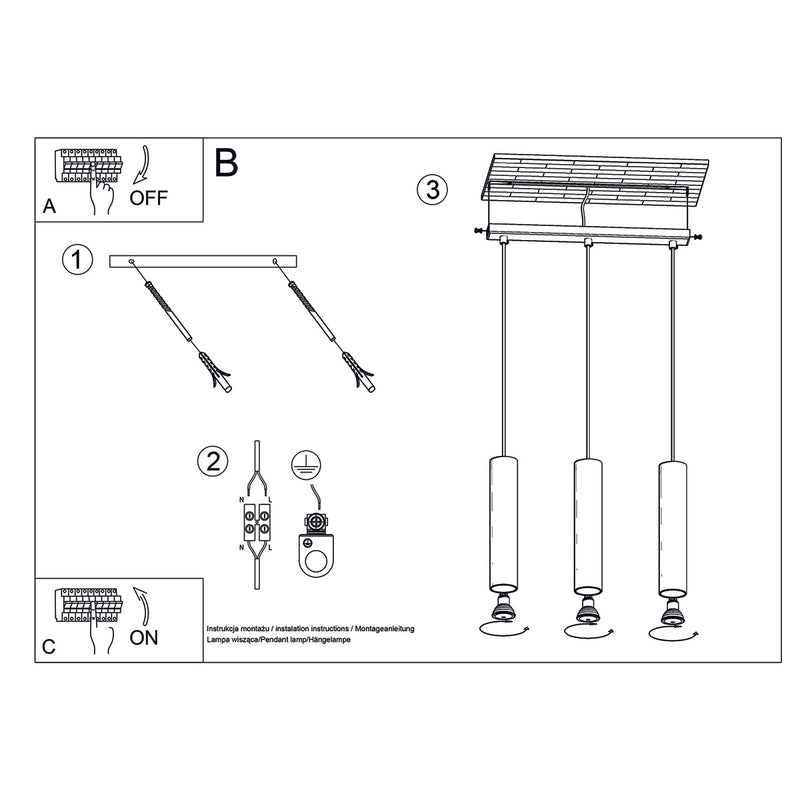 LAGOS 3 pendant lights shiny gold