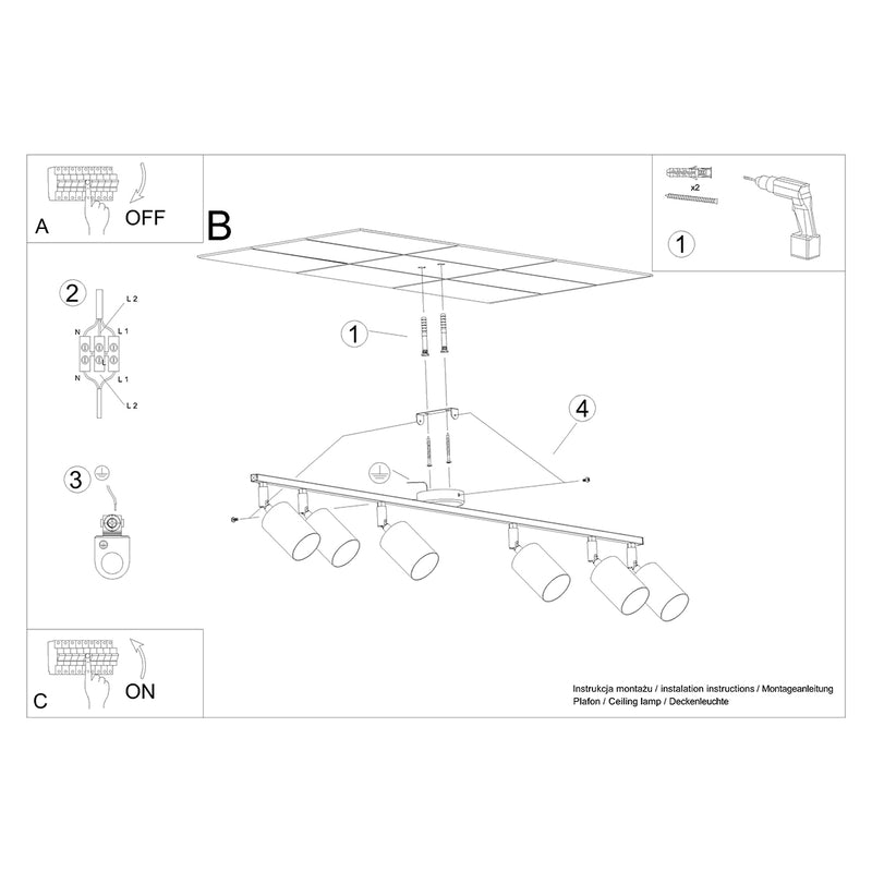 Plafondlamp LEMMI 6L wit