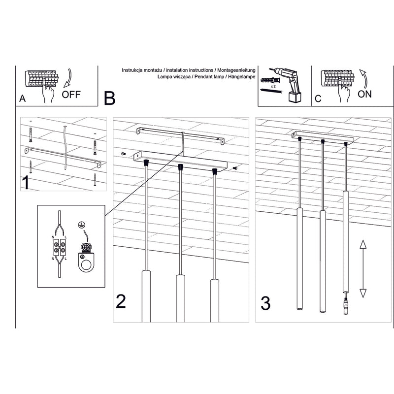 Hanglampen PASTELO 3L hout