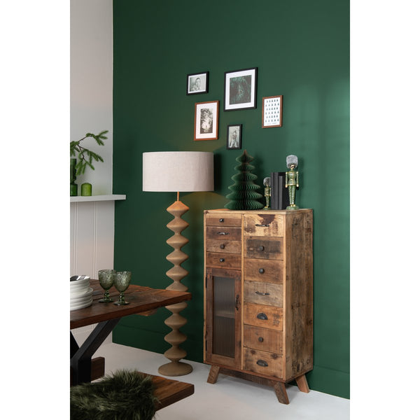 Retro Schrank aus recyceltem Holz und Glas