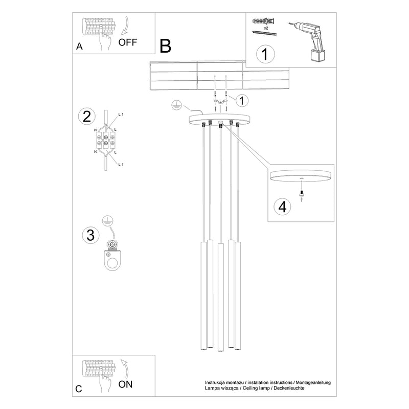 Hanglampen PASTELO 5P beton