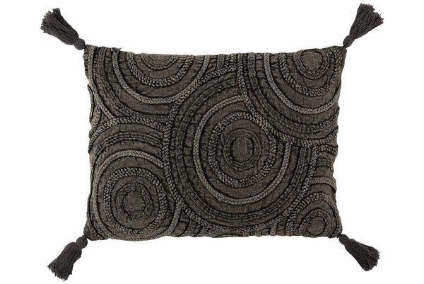 Set of 4 'Circle' cushions, rectangular, cotton - modern elegance in light beige or dark gray
