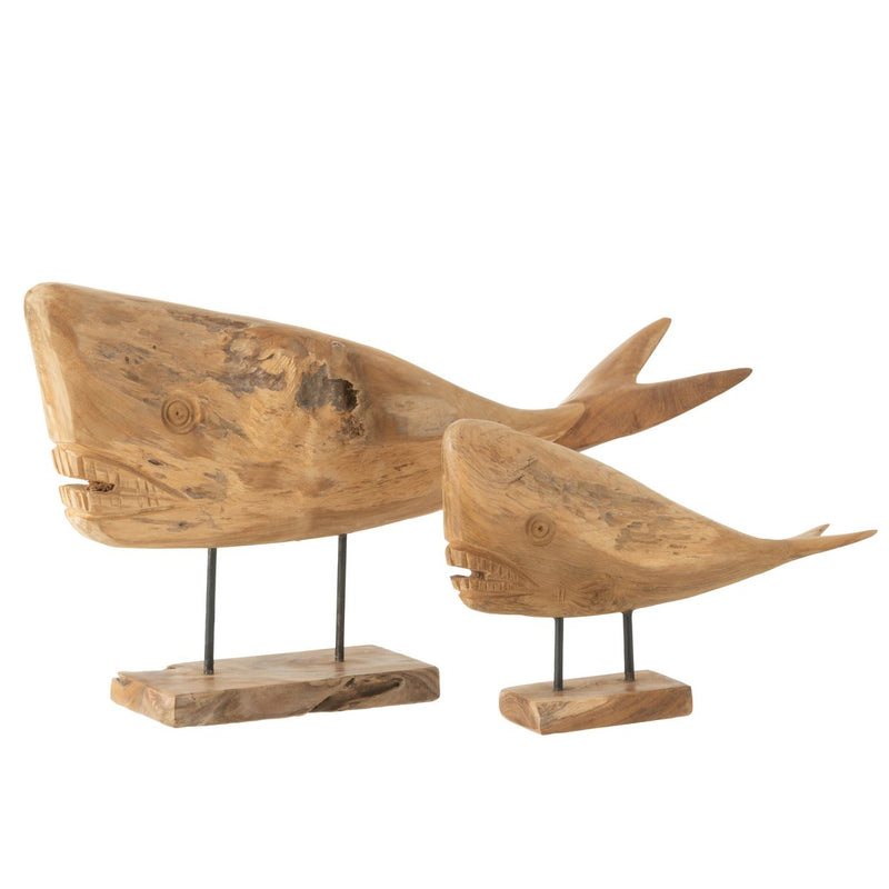 Hand carved whale "Mia" made of wood in natural – large