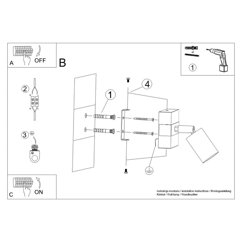 Wall light FAGER 1 Black