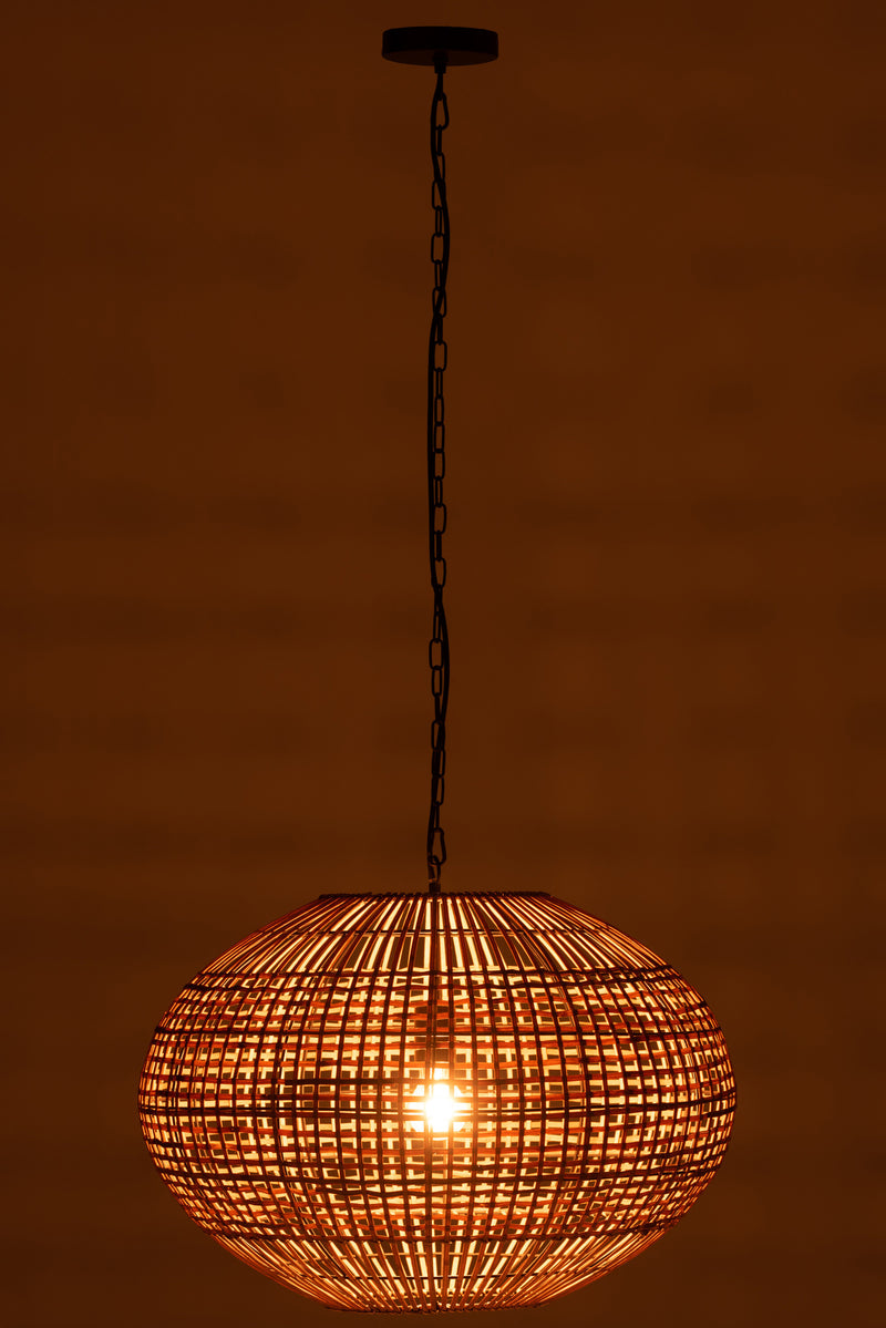 Stylish hanging lamp made of rattan and metal in brown/black - elegant lighting design for your home