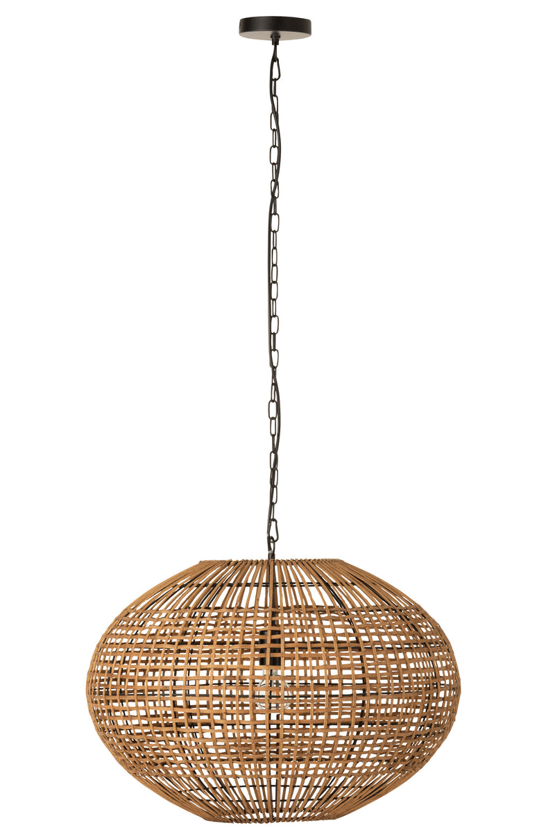 Stijlvolle hanglamp van rotan en metaal in bruin/zwart - elegant lichtdesign voor in huis