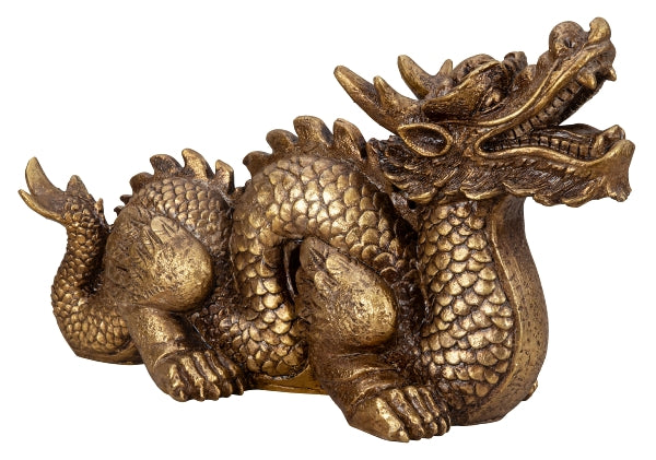 Goldener Polyresin Drache, 44 cm – Elegantes Dekorationsobjekt