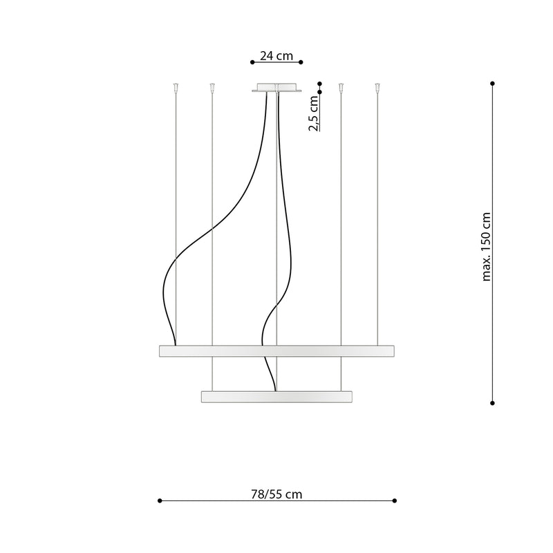 Kronleuchter RIO 2 55/78 schwarz 3000K