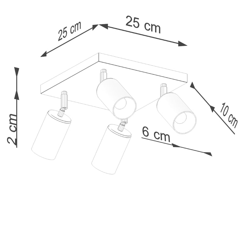 Plafond WINX 4 zwart/chroom