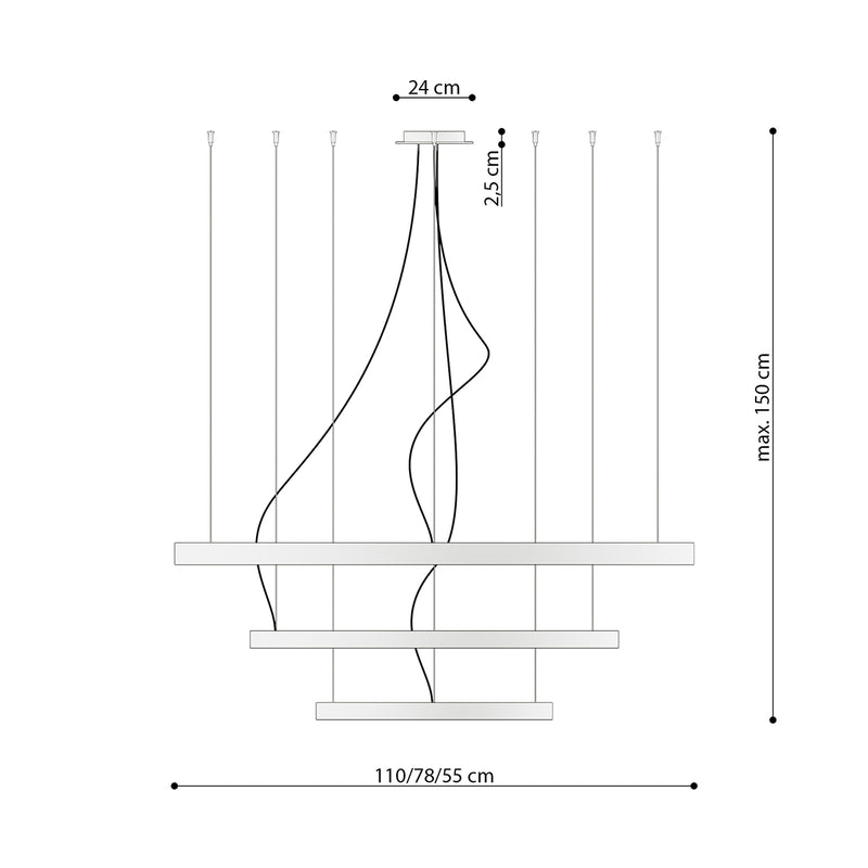 Kronleuchter RIO 3 55/78/110 schwarz 3000K