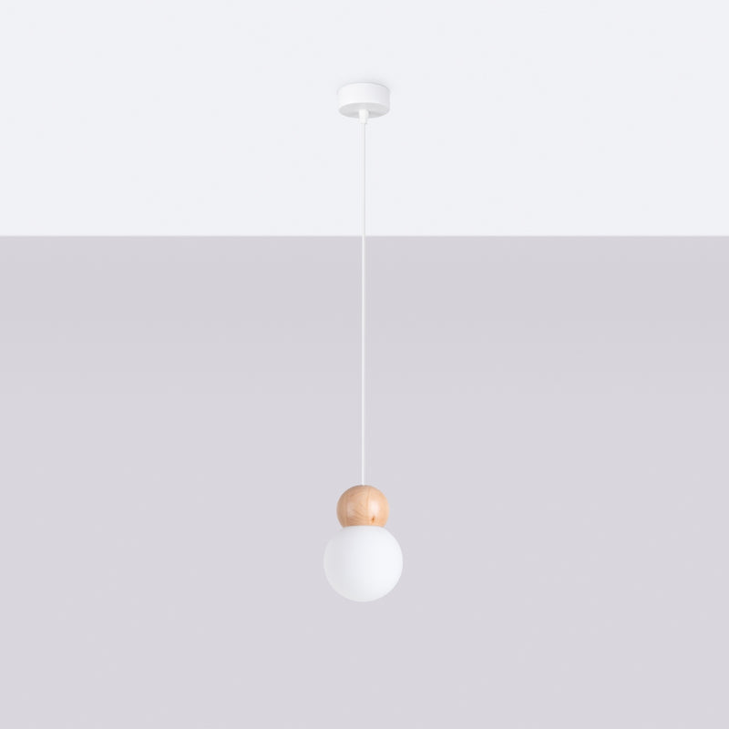 PEKKA 1 hanging light white/natural wood