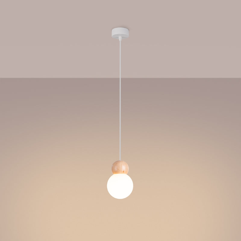 PEKKA 1 hanging light white/natural wood